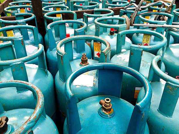 Cannisters of cooking gas. Cannisters of cooking gas, for domestic use. canister photos stock pictures, royalty-free photos & images