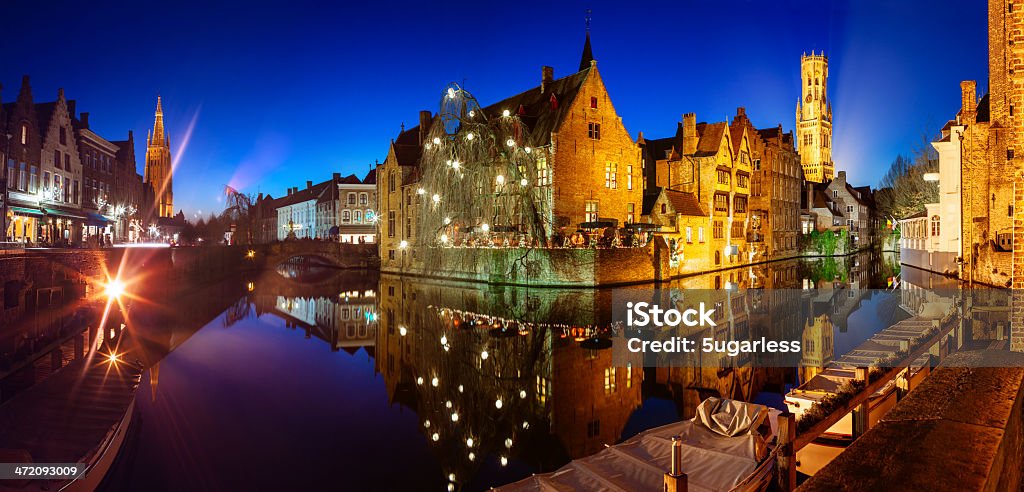 Bruges panorama at night Bruges panorama at night. The image is a collage, every photo used has it's original resolution. Bruges Stock Photo