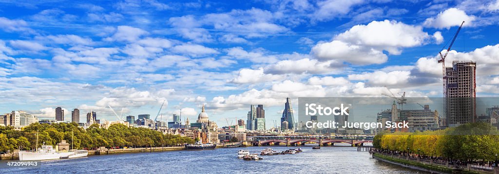 London River Thames Panorama Panormaic view over the growing skyline of London and the River Thames Architecture Stock Photo