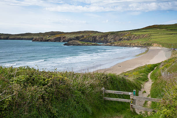 wales coast weg whitesands bay beach st brides bay pembrokeshire uk - wales south wales coastline cliff stock-fotos und bilder