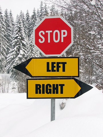 left&right road sign in nature