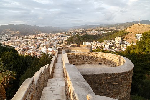 The protective wall of Alcazaba fortress in Malaga.