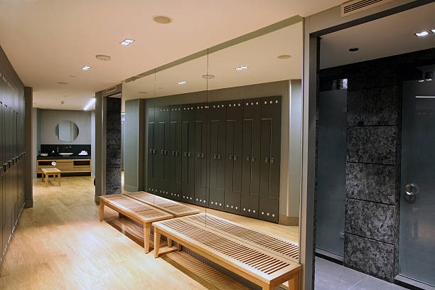 locker room luxury locker room in the fitness center of a hotel. locker room stock pictures, royalty-free photos & images