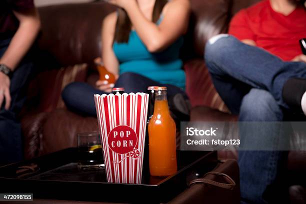 Food And Drink Young Adults Hang Out Popcorn Sodas Stock Photo - Download Image Now