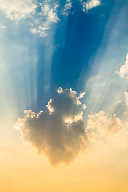 istock Orange and blue sky with light of sunset on cloud 472099816