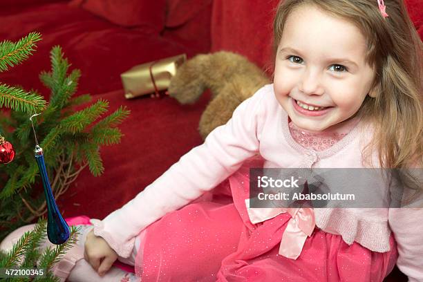 Portrait Of Happy Girl At Christmas Time Europe Stock Photo - Download Image Now - 2-3 Years, Birthday, Birthday Present