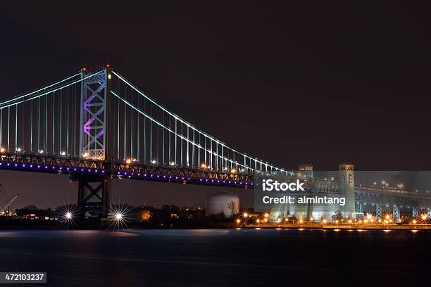 Ben Franklin Bridge At Night Stock Photo - Download Image Now - Ben Franklin Bridge, Night, Bridge - Built Structure