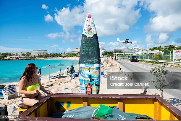 Maho Beach St Maarten Stock Photo - Download Image Now - Sint Maarten, Adult, Airplane