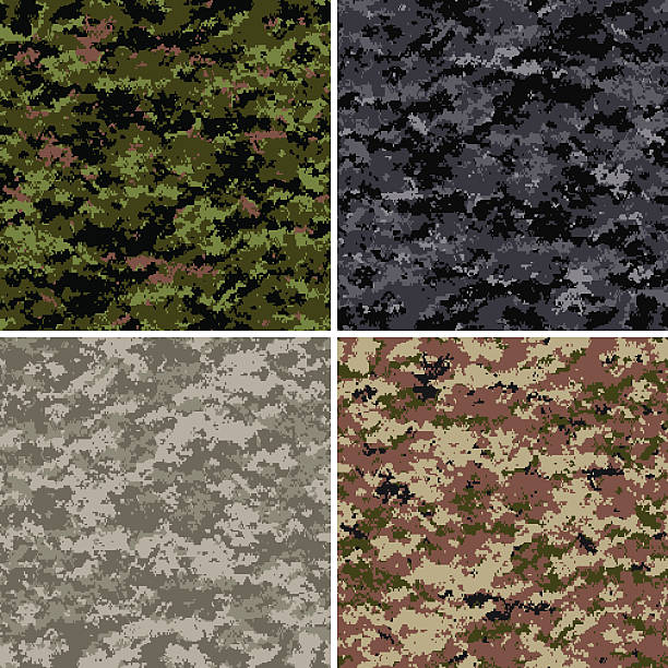 Seamless digital camouflage patterns vector art illustration