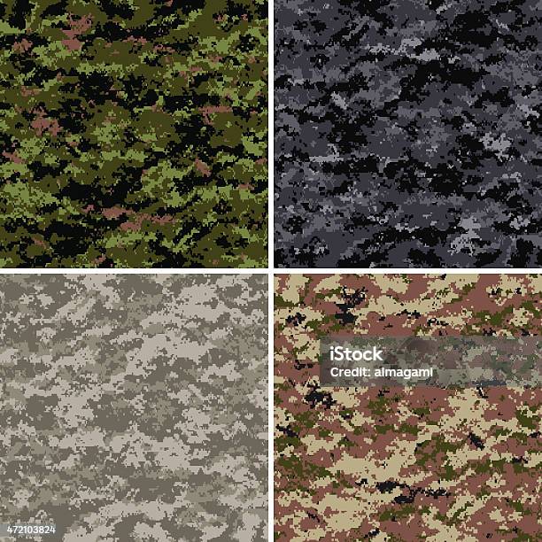 Seamless Digital Camouflage Patterns Stock Illustration - Download Image Now - Camouflage, Camouflage Clothing, Digitally Generated Image
