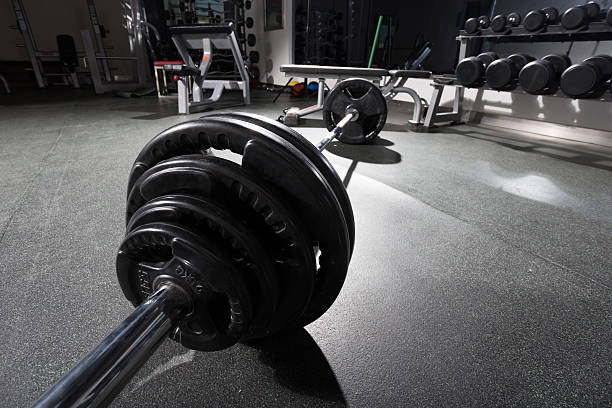 istock Black and silver dumbbells in   gym 472103871