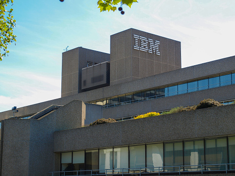 London, UK - May 6, 2010: The IBM building is a masterpiece of New Brutalist architecture designed by british architect Sir Denys Lasdun who also designed the nearby National Theatre