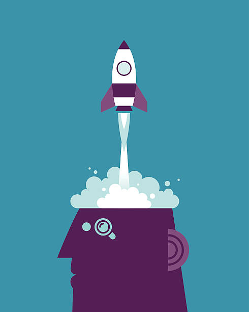 illustrazioni stock, clip art, cartoni animati e icone di tendenza di avvio up - space rocket fire flame