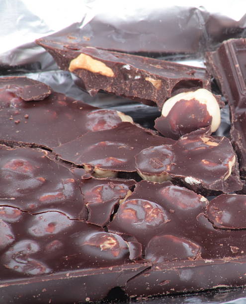 istock bar of brown chocolate in foil 472106747