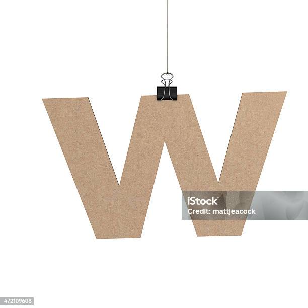 Lowercase Letter W Hanging On String Stock Photo - Download Image Now - 2015, Alphabet, Banner - Sign