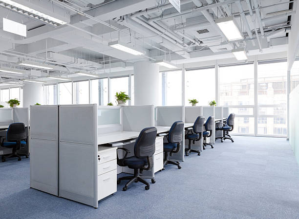 Office modern office interior,clean and bright. office cubicle no people stock pictures, royalty-free photos & images
