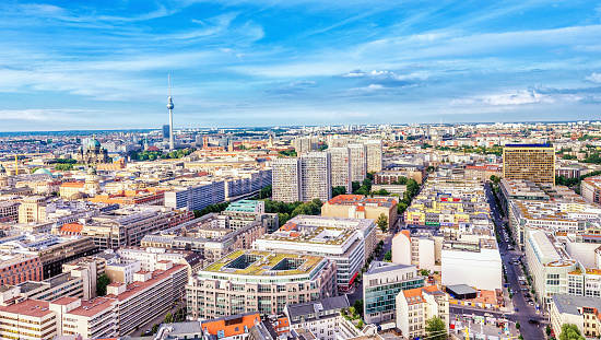 Aerial panoramic view over Berlin.