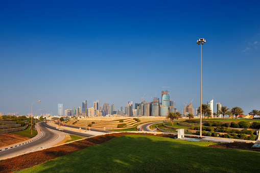 Doha, Qatar - November 15, 2013: QP District, Situated in the West Bay area of Doha, Qatar. BARWA Financial District includes the construction of 9 towers ranging in height from 21 to 52 storeys