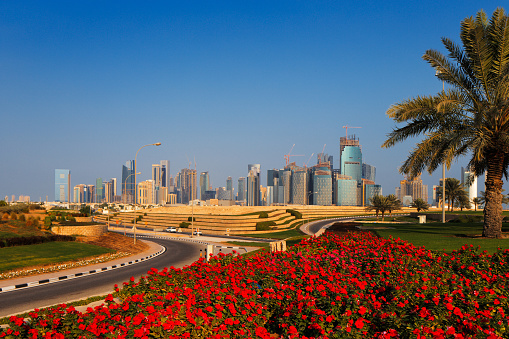 Doha, Qatar - November 15, 2013: QP District, Situated in the West Bay area of Doha, Qatar. BARWA Financial District includes the construction of 9 towers ranging in height from 21 to 52 storeys