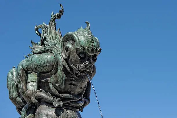 Sea creature shape fountain copper bronze statue in Florence