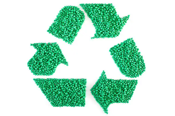Green Plastic Resin Pellets,Recycle, Clipping Path,Masterbatch, Polymer,Isolated on White