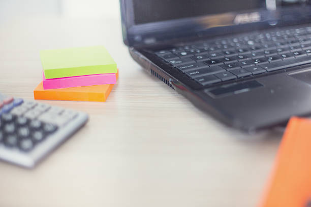istock Close up of office table 472114670