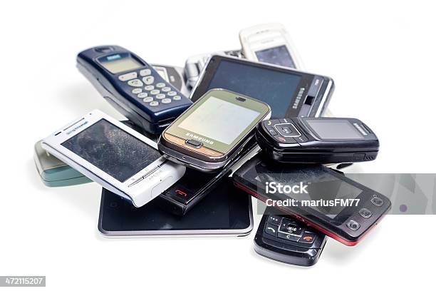 Old Used Cellphones Pile Stock Photo - Download Image Now - Nokia, Mobile Phone, Old