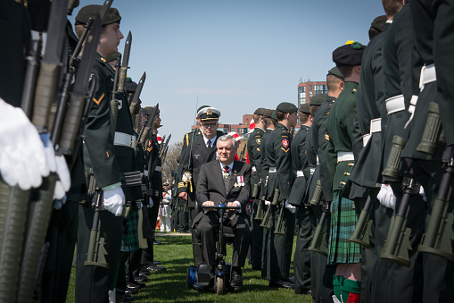 Toronto, Canada- April 27, 2013:  David Charles Onley, Lieutenant Governor of Ontario and other personalities partake in the commemoration of the 200 Anniversary of the Battle of York
