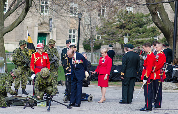 Toronto Bicentennial Commemoration Battle of York Toronto, Canada- April 27, 2013: Canada celebrates the Bicentennial of the Battle of York. Various events take place to celebrate this part of Canadian History including one of the largest military parades in Canadian history. Many public personalities partake in the events along with a vast representation of the First Nations. prince phillip stock pictures, royalty-free photos & images