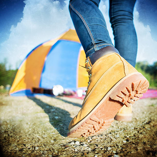 istock Camping: Walking Shoes Closeup 472115679