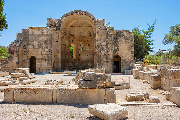 Basilica of Agios Titos in ancient site of Gortyn. Messara Plain, Crete, Greece