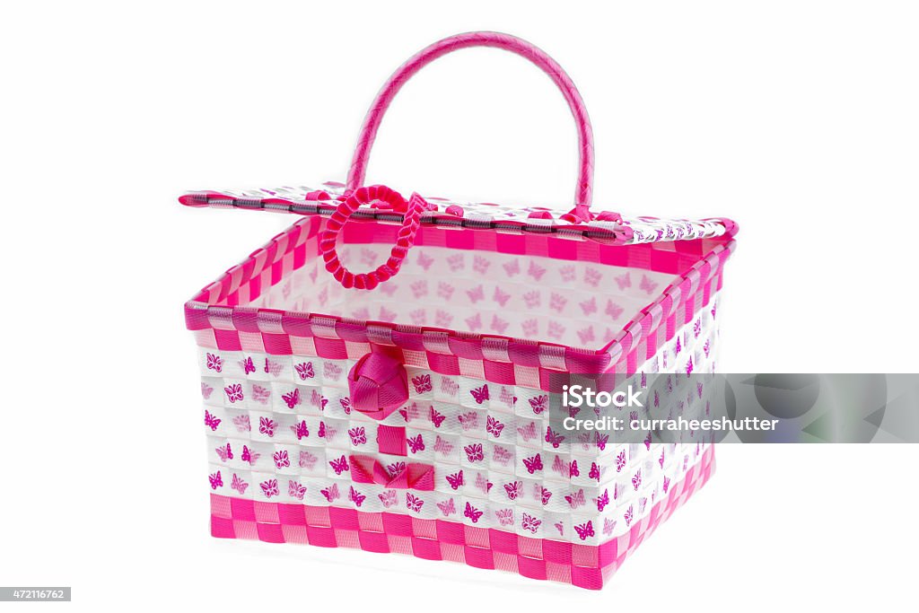 pink color plastic basket isolated white background 2015 Stock Photo