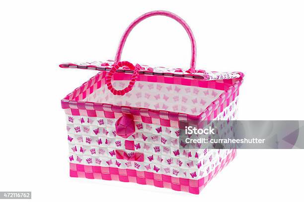 Pink Color Plastic Basket Isolated White Background Stock Photo - Download Image Now
