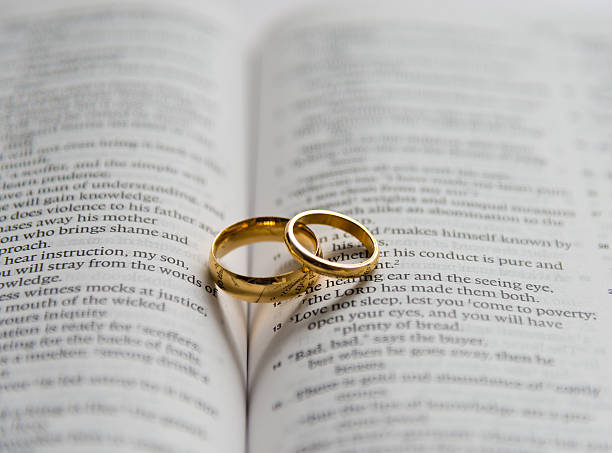 istock wedding rings on bible 472118487