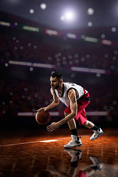 istock red Basketball player in action 472118992