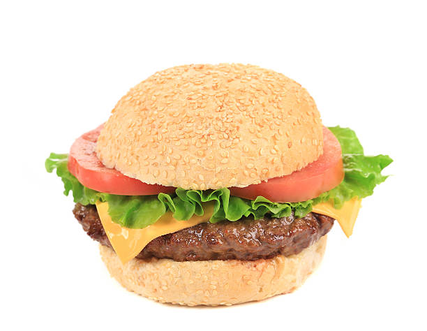 istock Tasty fresh hamburger with sesame seeds. 472119101