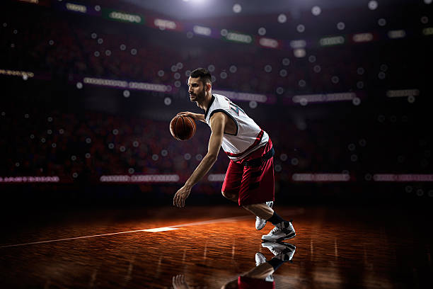 istock red Basketball player in action 472119262