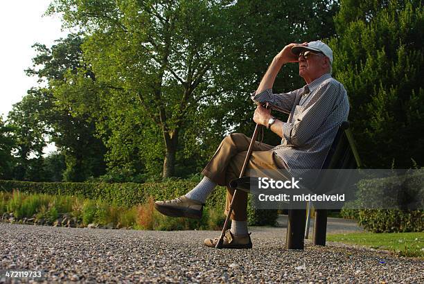 Senior Man Sitting In The Park Stock Photo - Download Image Now - Summer, City, 80-89 Years