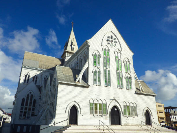 St George's Cathedral Georgetown,Guyana - January 11, 2014: The photo shows St. George's Cathedral it is an Anglican cathedral in Georgetown, Guyana and is one of the tallest wooden churches in the world, at a height of 43.5 metres or 143 ft. The building was completed in 1899. It is located on Church Street in Georgetown, and has been designated a National Monument. guyana stock pictures, royalty-free photos & images