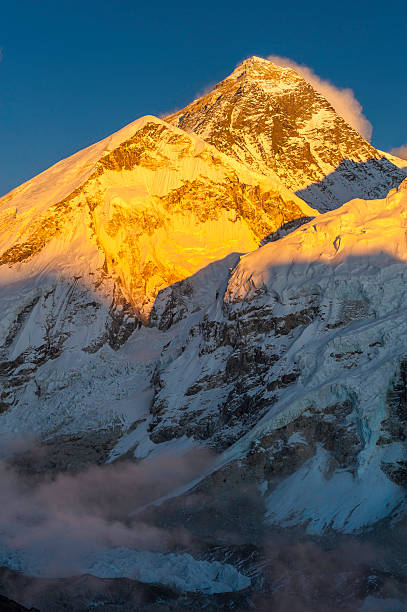 Mt Everest 8848m Illuminated By Golden Sunset Himalayas Nepal