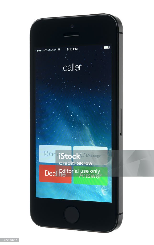 Rozmowa przychodząca na Apple iPhone'a 5s - Zbiór zdjęć royalty-free (Telefonować)