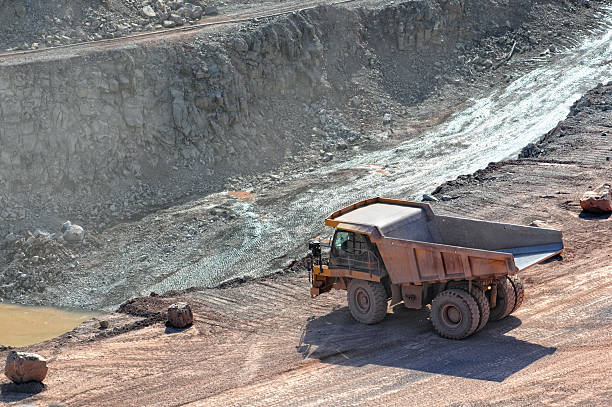 istock dumper truck on road in surface mine quarry 472123337