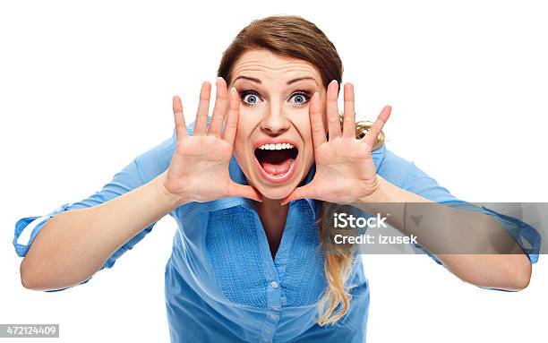 Public Speaker Stock Photo - Download Image Now - Hand Raised, Human Face, Only Women