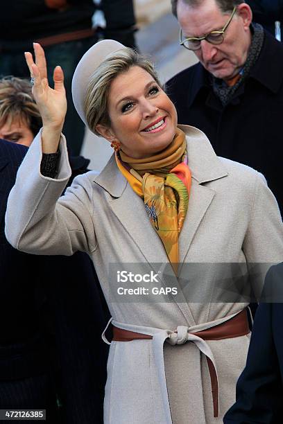 Dutch Queen Maxima Greets The General Public Stock Photo - Download Image Now - Queen Máxima, Waving - Gesture, 2013