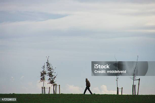Samotny Spaceru W Holenderski Pejzaż - zdjęcia stockowe i więcej obrazów Bezchmurne niebo - Bezchmurne niebo, Chmura, Chmura średnia kłębiasta