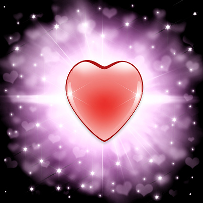 Valentine heart on the background of stars