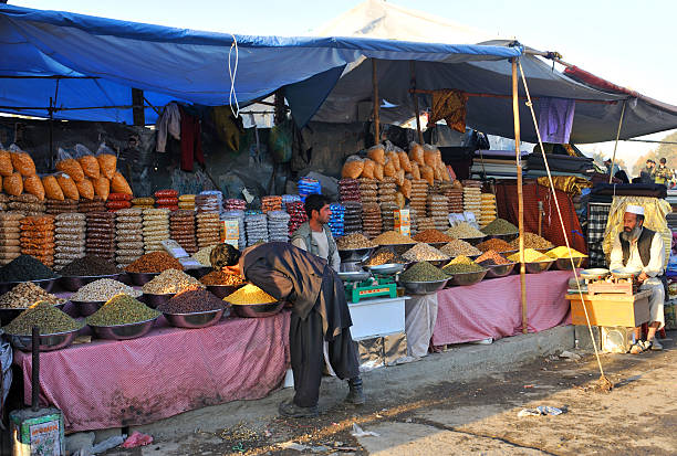 Stall Kabul's market, Afghanistan stock photo