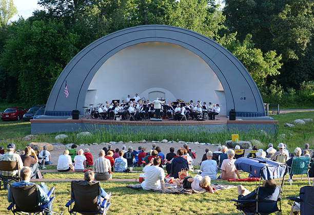 Ann Arbor, MI, United States - July 24, 2013: Ann Arbor Civic Band performs at the West Park Band Shell in Ann Arbor July 24, 2013. The Civic Band was founded in 1935.