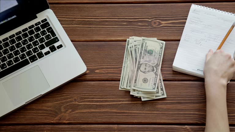 Woman counting money