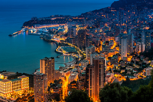 A beautiful aerial view of Monte Carlo (Monaco).